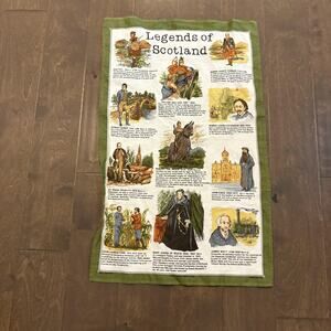 Vintage Legends of Scotland Tea Towel All Cotton Made in UK Scottish History Art
